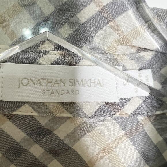 Jonathan Simkhai S Womens Crissy Raglan Puff Sleeve Mini Dress Plaid Gray - Picture 4 of 8